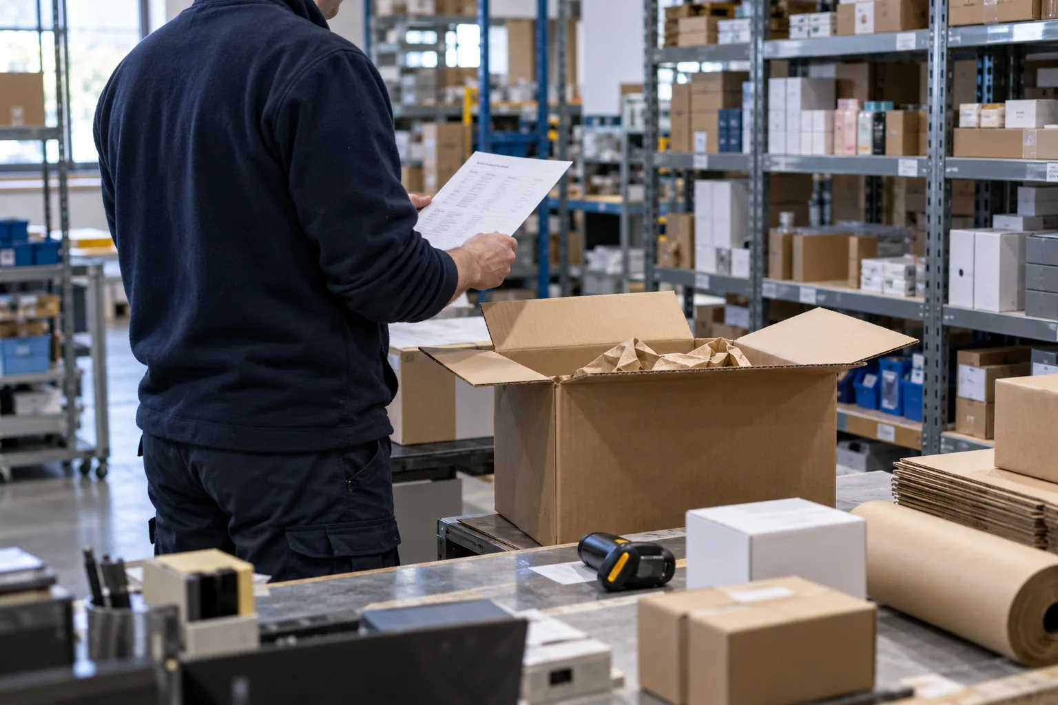 Imagen ilustrativa de preparación de pedidos en un almacén de ecommerce