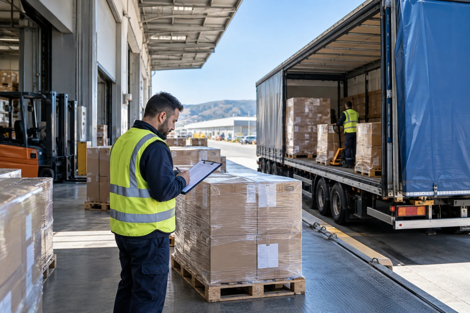 Pallet inspection and loading at a cross-border freight dock